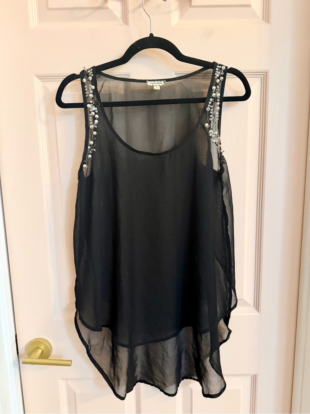 Semi sheer beaded eyeshadow tank